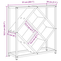 vidaXL Vinkyl Svart Ek 51x18x52,5 cm Konstruerat Trä