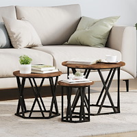 vidaXL Nesting Side Tables 3 st Rökek Imitation Trä