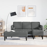 vidaXL Soffset med kudde 2 pcs Mörkgrå Polyester