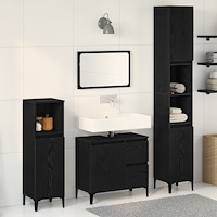 vidaXL Badrumsmöbelset 3 pcs Svart 30 x 30 x 180 cm Konstruerat trä