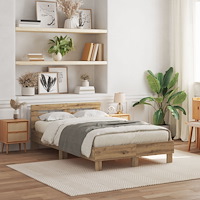 vidaXL Eksängram Hantverks-ek Massivt ekträ 135 x 190 cm Hållbar