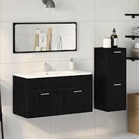 vidaXL Badrumsset 3 pcs Svart Ek 90 x 38.5 x 46 cm Konstruerat trä