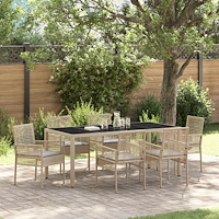 vidaXL Trädgårdsmöbelset 7 pcs Beige Poly rattan