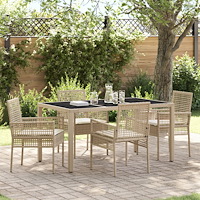 vidaXL Trädgårdsmöbelset 5 pcs Beige Poly rattan