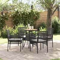 vidaXL Trädgårdsmöbelset 5 pcs Svart Poly rattan