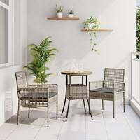 vidaXL Trädgårdsmöbelset 3 pcs Grå Poly rattan