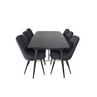Venture Home Matgrupp Gold med stolarna Velvet Deluxe