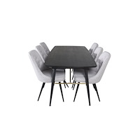 Venture Home Matgrupp Gold med stolarna Velvet Deluxe