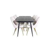 Venture Home Matgrupp Gold med stolarna Velvet Deluxe