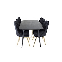 Venture Home Matgrupp Gold med stolarna Velvet Deluxe