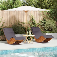 vidaXL Solstol med kudde 2 pcs Brun 60 x 154 x 74cm Massivt akaciaträ