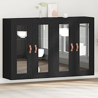 vidaXL Väggmonterade Skåp 2 delar Svart Ek 69,5x34x90 cm Ingenjörsträ