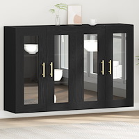 vidaXL Väggmonterade Skåp 2 st Svart Ek 69,5x34x90 cm Konstruerat Trä