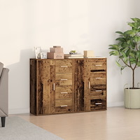 vidaXL Skåp 2 st Gammalt Trä 60x31x84 cm Ingenjörsträ