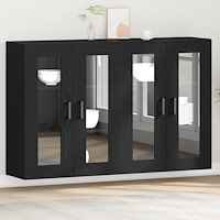 vidaXL Väggmonterade Skåp 2 st Svart Ek 69,5x34x90 cm Konstruerat Trä