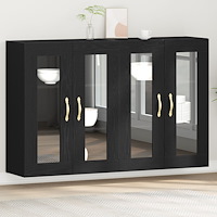 vidaXL Väggmonterade Skåp 2 st Svart Ek 69,5x34x90 cm Konstruerat Trä