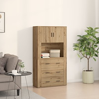 vidaXL Högskåp Hantverksmässig Ek 80x33x150 cm konstruerat trä
