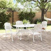 vidaXL Trädgårdsmöbelset 5 pcs Vit Aluminium