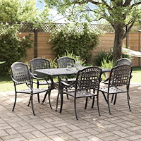 vidaXL Trädgårdsmöbelset 7 pcs Svart Aluminium