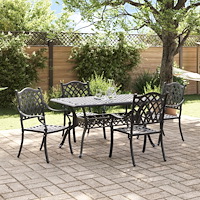 vidaXL Trädgårdsmöbelset 5 pcs Svart Aluminium