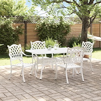 vidaXL Trädgårdsmöbelset 5 pcs Vit Aluminium