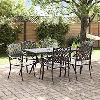 vidaXL Trädgårdsmöbelset 7 pcs Svart Aluminium