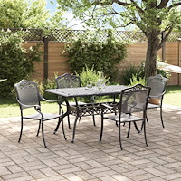 vidaXL Trädgårdsmöbelset 5 pcs Svart Aluminium