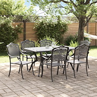 vidaXL Trädgårdsmöbelset 7 pcs Svart Aluminium