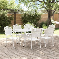 vidaXL Trädgårdsmöbelset 7 pcs Vit Aluminium