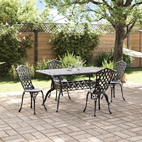vidaXL Trädgårdsmöbelset 5 pcs Svart Aluminium