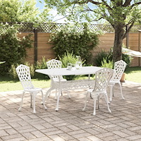 vidaXL Trädgårdsmöbelset 5 pcs Vit Aluminium