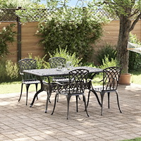 vidaXL Trädgårdsmöbelset 5 pcs Svart Aluminium