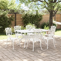 vidaXL Trädgårdsmöbelset 7 pcs Vit Aluminium