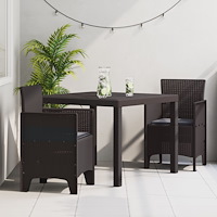 vidaXL 3-delad trädgårdsmatset med kuddar brun poly rattan