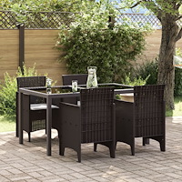 vidaXL Trädgård Stol med kudde 4 pcs Brun 53 x 49 x 85 cm Polypropylen