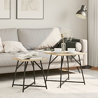 vidaXL Sidobord 2 st sonoma-ek konstruerat trä och metall