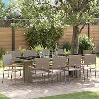 vidaXL Trädgårdsmöbelset 11 pcs Grå konstrotting