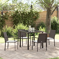 vidaXL Trädgårdsmöbelset 5 pcs Brun Poly rattan