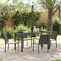vidaXL Trädgårdsmöbelset 5 pcs Brun Poly rattan