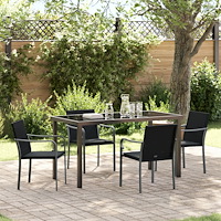 vidaXL Trädgårdsmöbelset 5 pcs Svart Poly rattan