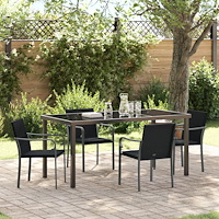 vidaXL Trädgårdsmöbelset 5 pcs Svart Poly rattan