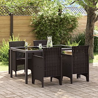 vidaXL Trädgård Stol med kudde 4 pcs Brun 53 x 49 x 85 cm Polypropylen