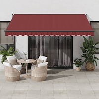 vidaXL Markis automatiskt infällbar vinröd 400x300 cm