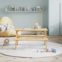 vidaXL Barnbord med bänkar "IRUN" 90x79,5x50 cm massivt trä