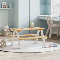 vidaXL Barnbord med bänkar "IRUN" vit 90x79,5x50cm massivt trä