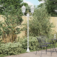 vidaXL Trädgårdslampa Pelare 2-Lampa E27 Vit 220 cm Aluminium