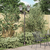 vidaXL Trädgårds ljusstolpe 2-lampa E27 Brons 220 cm Aluminium