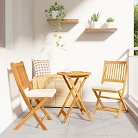 vidaXL Fällstol med kudde 2 pcs Vit 49 x 57.5 x 92cm Massivt akaciaträ