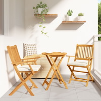vidaXL Fällstol med kudde 2 pcs Vit 49 x 57.5 x 92cm Massivt akaciaträ