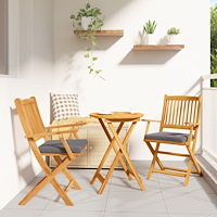 vidaXL Fällstol med kudde 2 pcs Grå 49 x 57.5 x 92cm Massivt akaciaträ